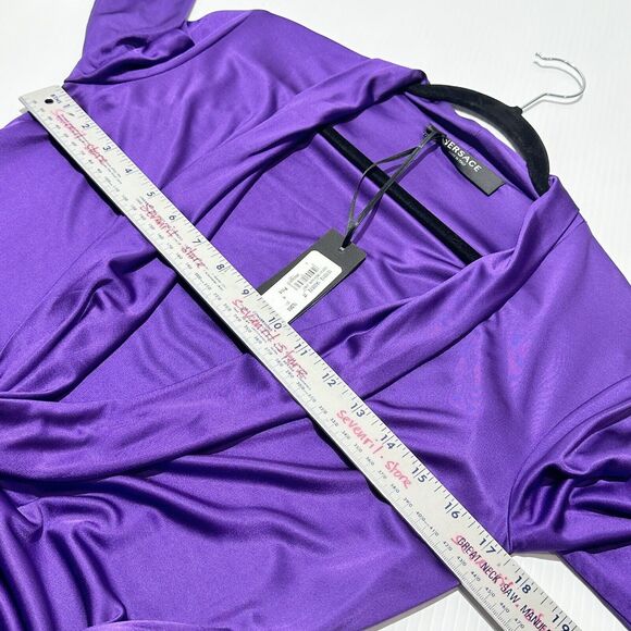 NWT Versace Runway 2023 Cowl Neck Draped Satin Maxi Dress Gown IT 42/US 6 - Picture 11 of 16